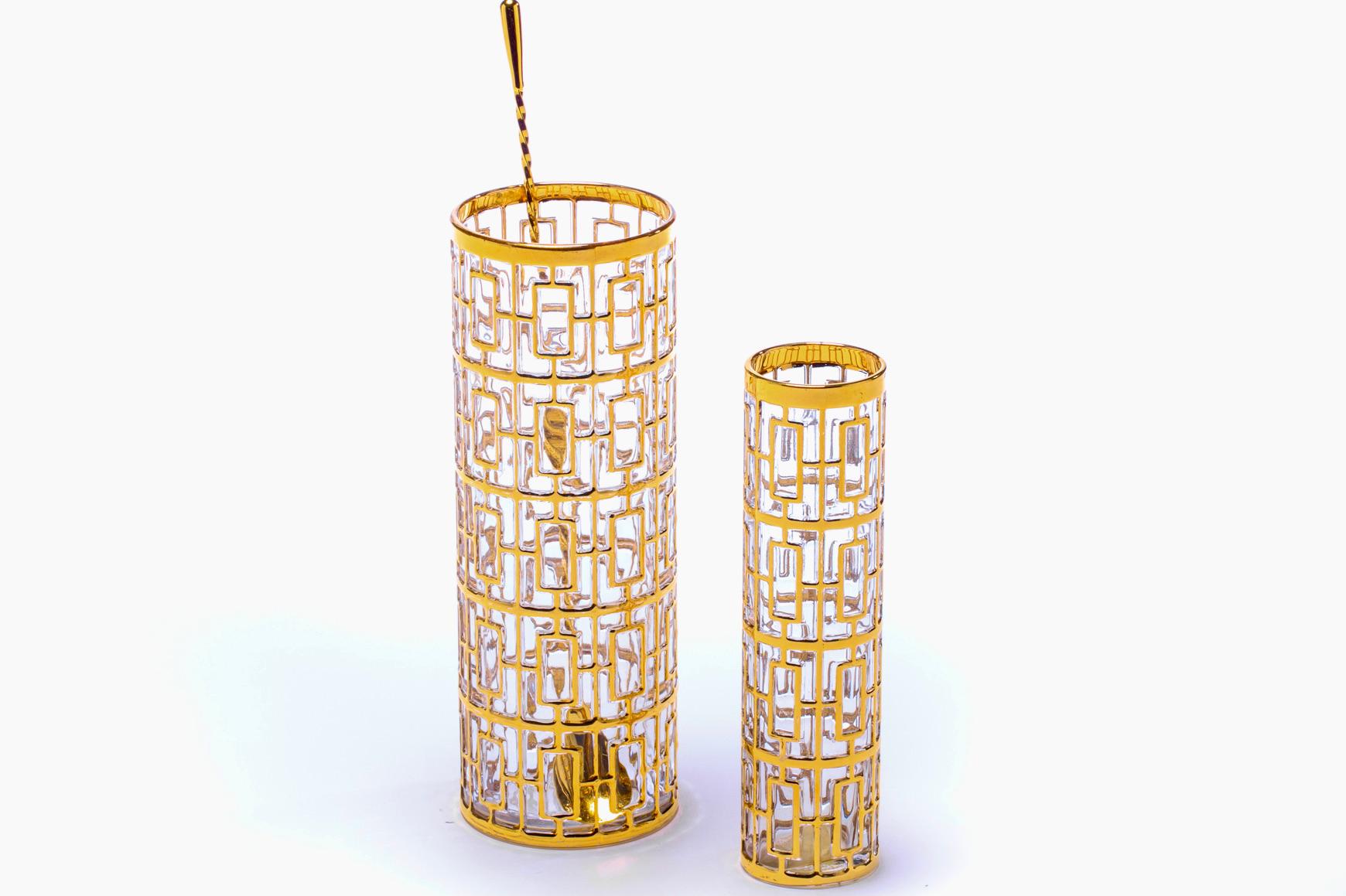 Vintage Imperial Glass Co. Vase Shoji peint à la main en or 22 carats, années 1960 Bon état - En vente à Saint Louis, MO