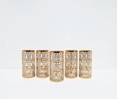 Vintage Imperial Glass Cocktail Highball Glasses 22-Karat Gold 1960s 'Set of 5'