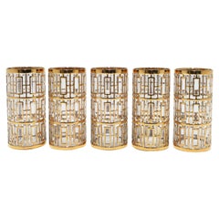 Vintage Imperial Glass Cocktail Highball Glasses 22-Karat Golds 1960s 'Set of 5' (lot de 5)