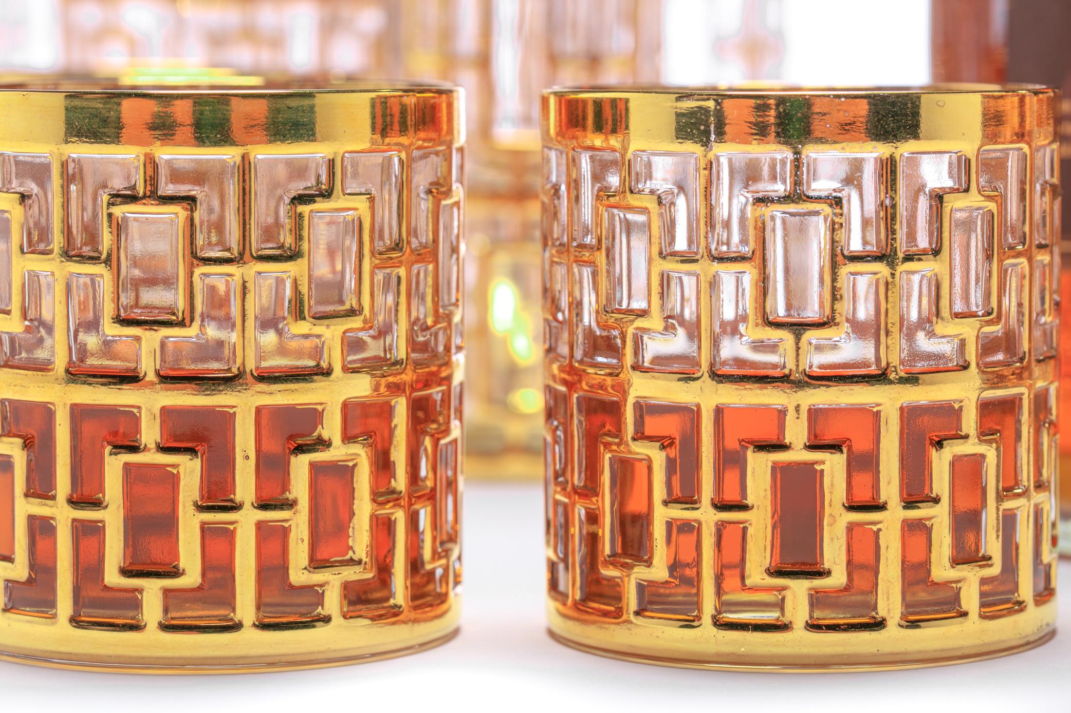 Vintage Imperial Glass Co. Set von 8 Shoji-Berggläsern 22-Karat Gold 1960er Jahre im Angebot 3