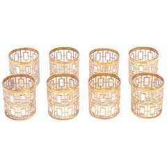 Vintage Imperial Glass Co. Shoji Rocks Glasses 22-Karat Gold 1960s, Set of 8