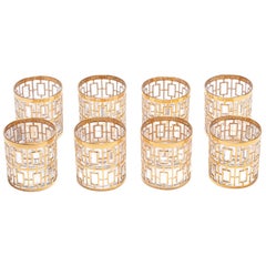 Vintage Imperial Glass Co. Shoji Rocks Glasses 22-Karat Gold 1960s, Set of 8