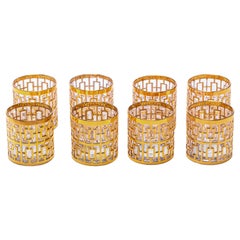 Vintage Imperial Glass Co. Shoji Rocks Glasses 22-Karat Gold 1960s, Set of 8