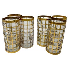 Vintage Imperial Glass Co. Juego de 6 vasos altos Toril de Oro de 22 quilates