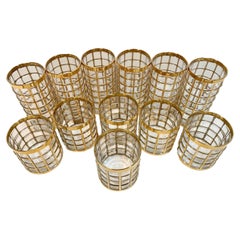 Vintage Imperial Glass Toril de Oro Barware, 6 Highball, 6 Rocks, with 22k Gold
