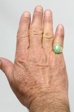 Vintage Imperial Jade Men’s Ring Natural Jadeite Untreated 14 Karat Gold Dome