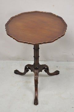 Vintage Imperial Mahogany Georgian Style Pedestal Base Tea Table Side Table