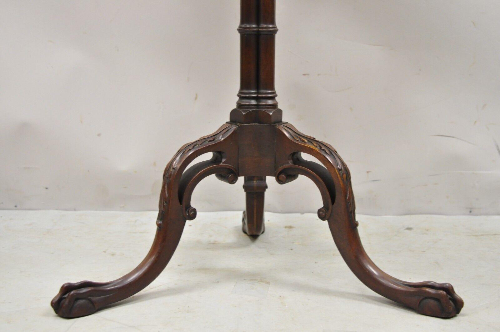 Vintage Imperial Mahogany Georgian Style Pedestal Base Tea Table Side Table 1