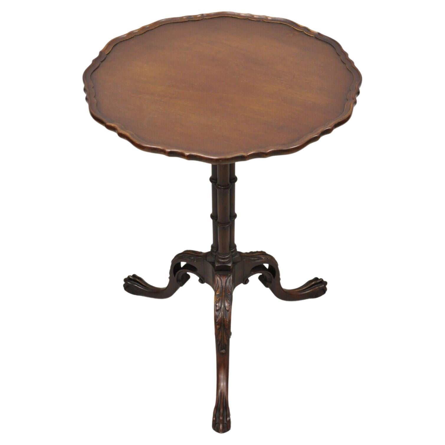 Vintage Imperial Mahogany Georgian Style Pedestal Base Tea Table Side Table