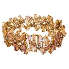 Vintage imperial topaz diamond 18k yellow gold bracelet