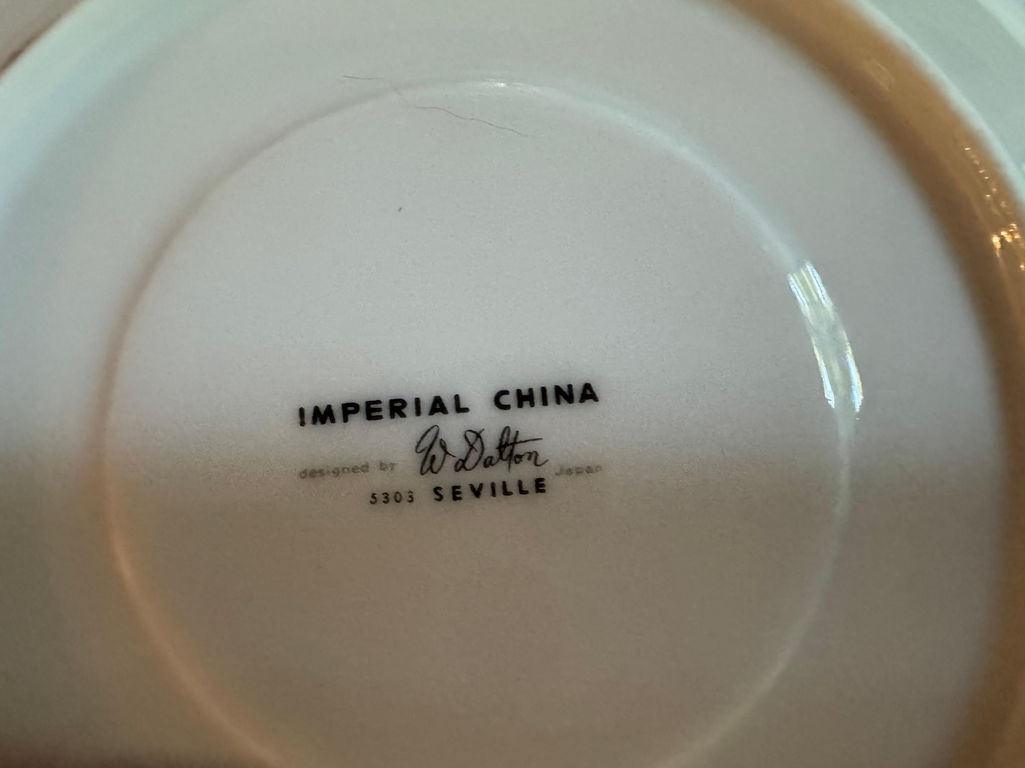 Imperil Seville Dinner Chine d'epoca, firmato dall'artista 96 pezzi Set per 12 persone in vendita 4