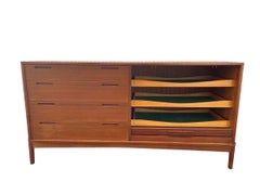 Vintage Imported Danish Teak Credenza/Buffet Tambour Door by William Watting.