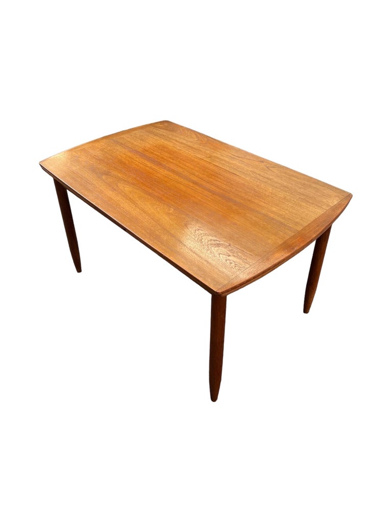 Vintage Imported  Danish Modern Teak Dining Table with Extension Leaves In Good Condition For Sale In Seattle, WA
