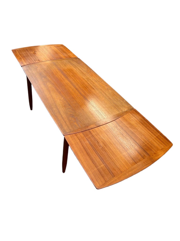 Vintage Imported  Danish Modern Teak Dining Table with Extension Leaves For Sale 1