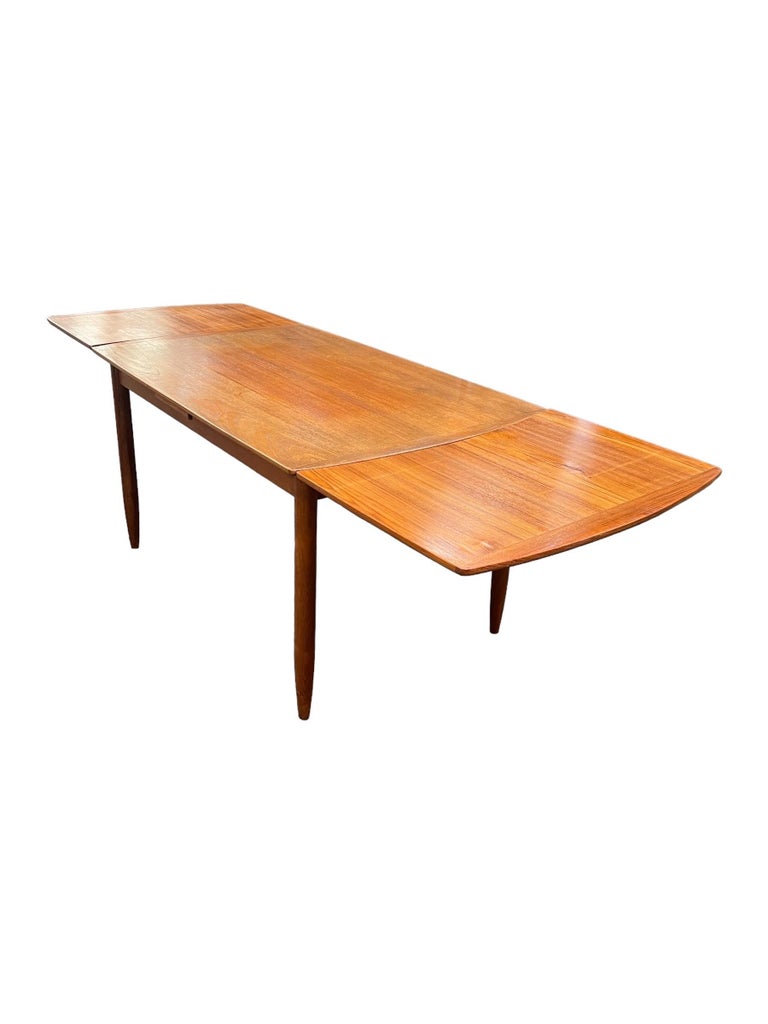 Vintage Imported  Danish Modern Teak Dining Table with Extension Leaves For Sale 3