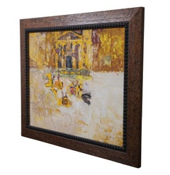 Vintage Impressionist Al Khazneh Temple Petra Jordan Oil Painting on Board