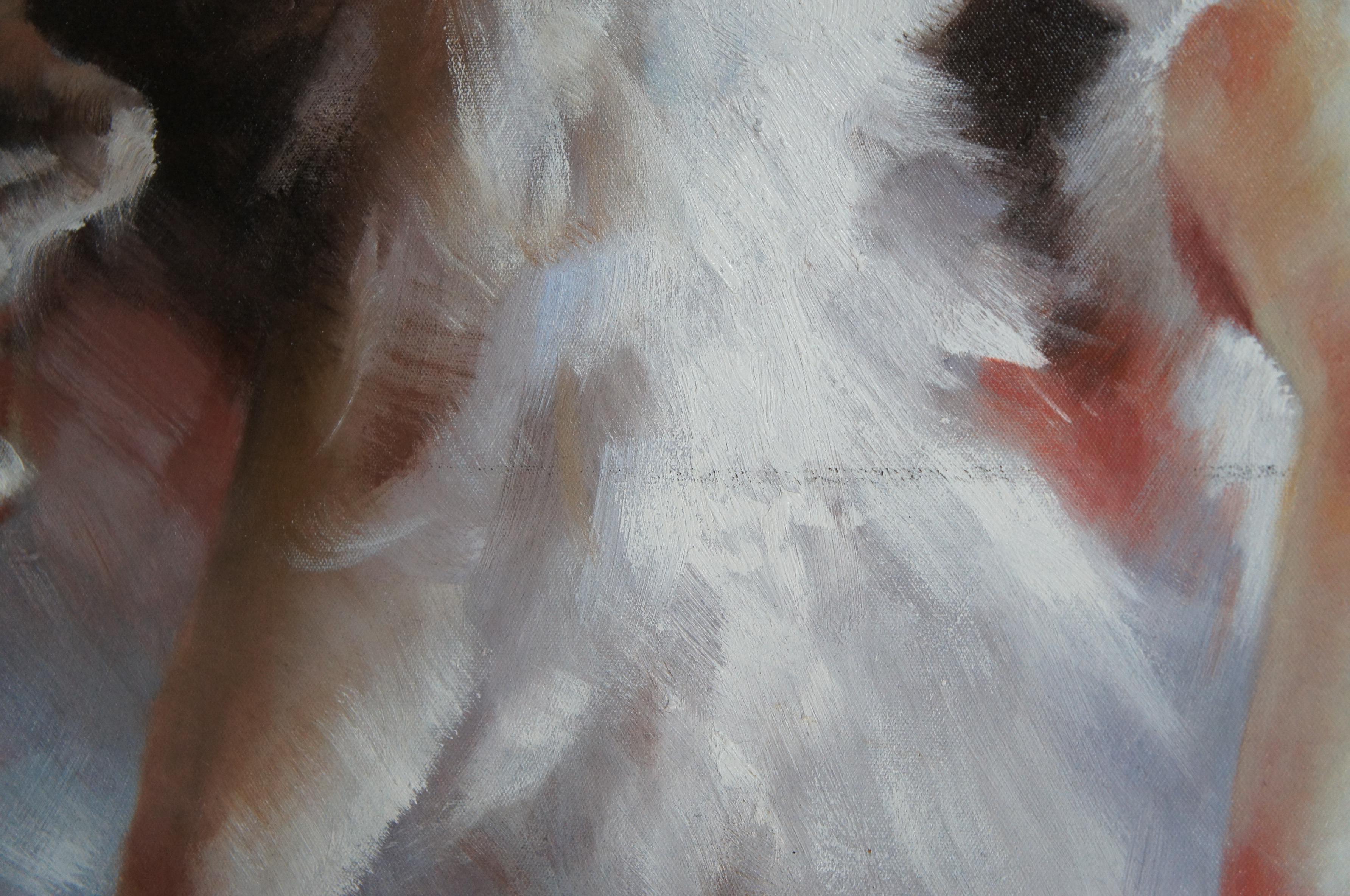 Unknown Vintage Impressionist Ballerina Portrait Oil Painting on Canvas by Fisher