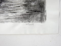 Vintage Impressionist Charcoal Forest Path Drawing