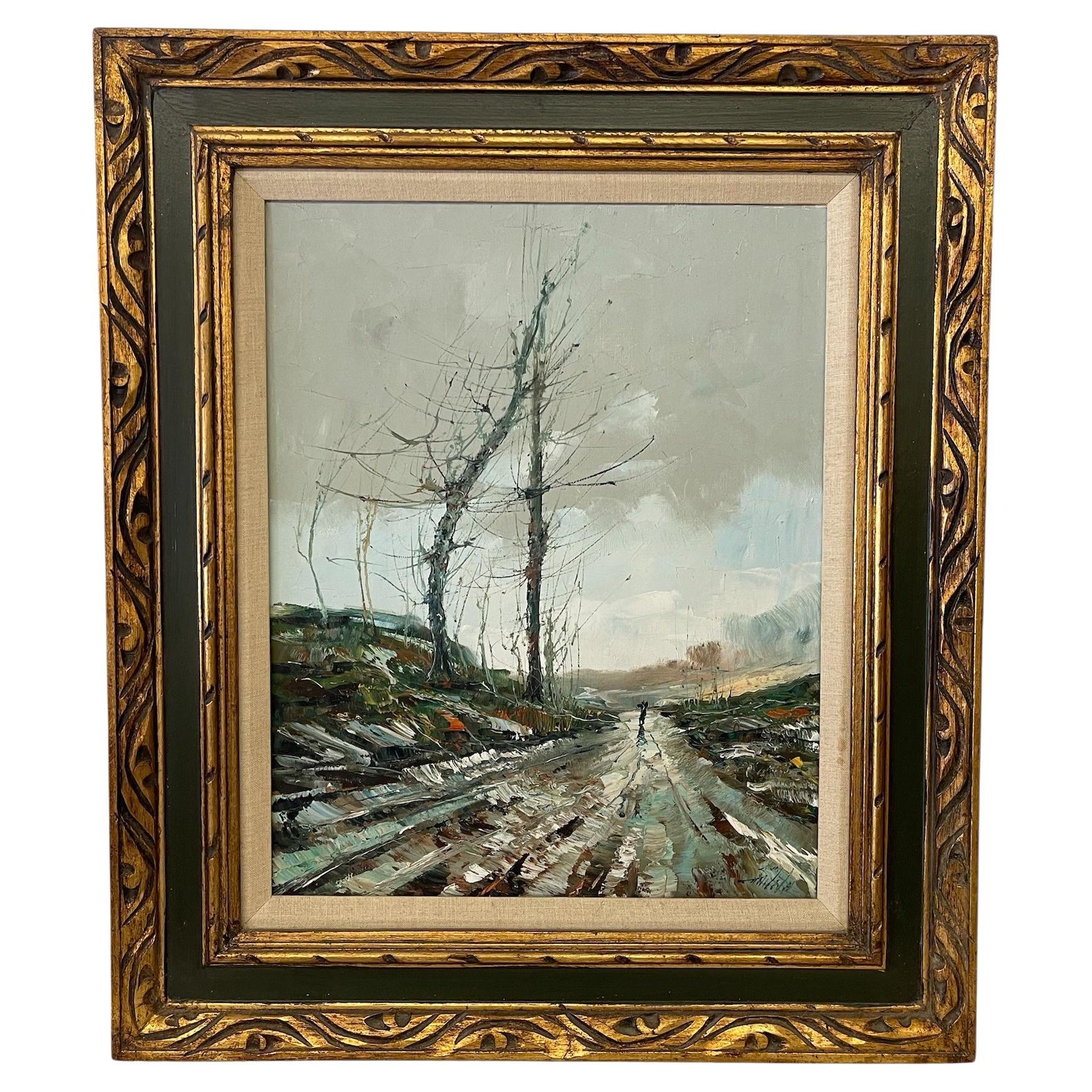 Vintage Impressionist Landscape Likely OilPainting with Ornate Frame