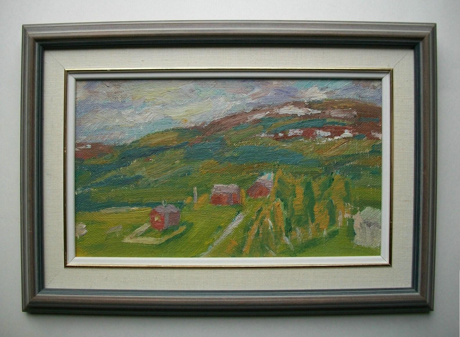 Peinture à l'huile impressionniste vintage - non signée - encadrée - Canada - Mid 20th C. Bon état - En vente à Chatham, ON