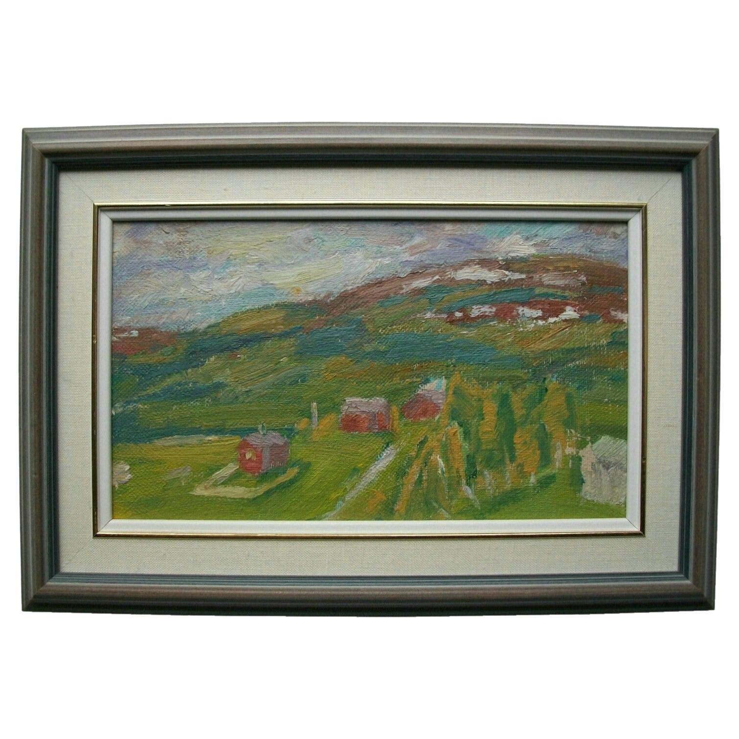 Peinture à l'huile impressionniste vintage - non signée - encadrée - Canada - Mid 20th C. en vente