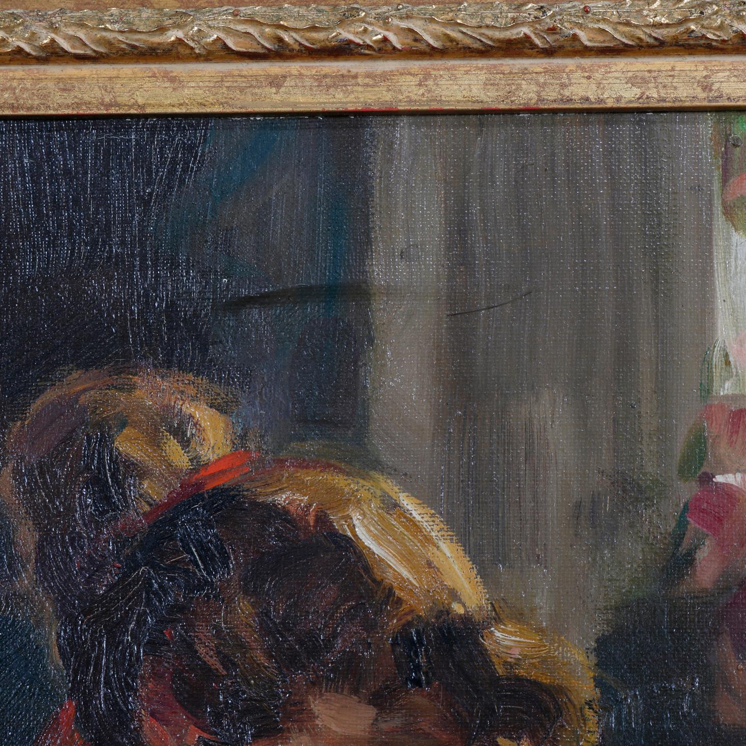 20th Century Vintage Impressionistic Oil on Canvas Painting of Violinist, Artist Signed
