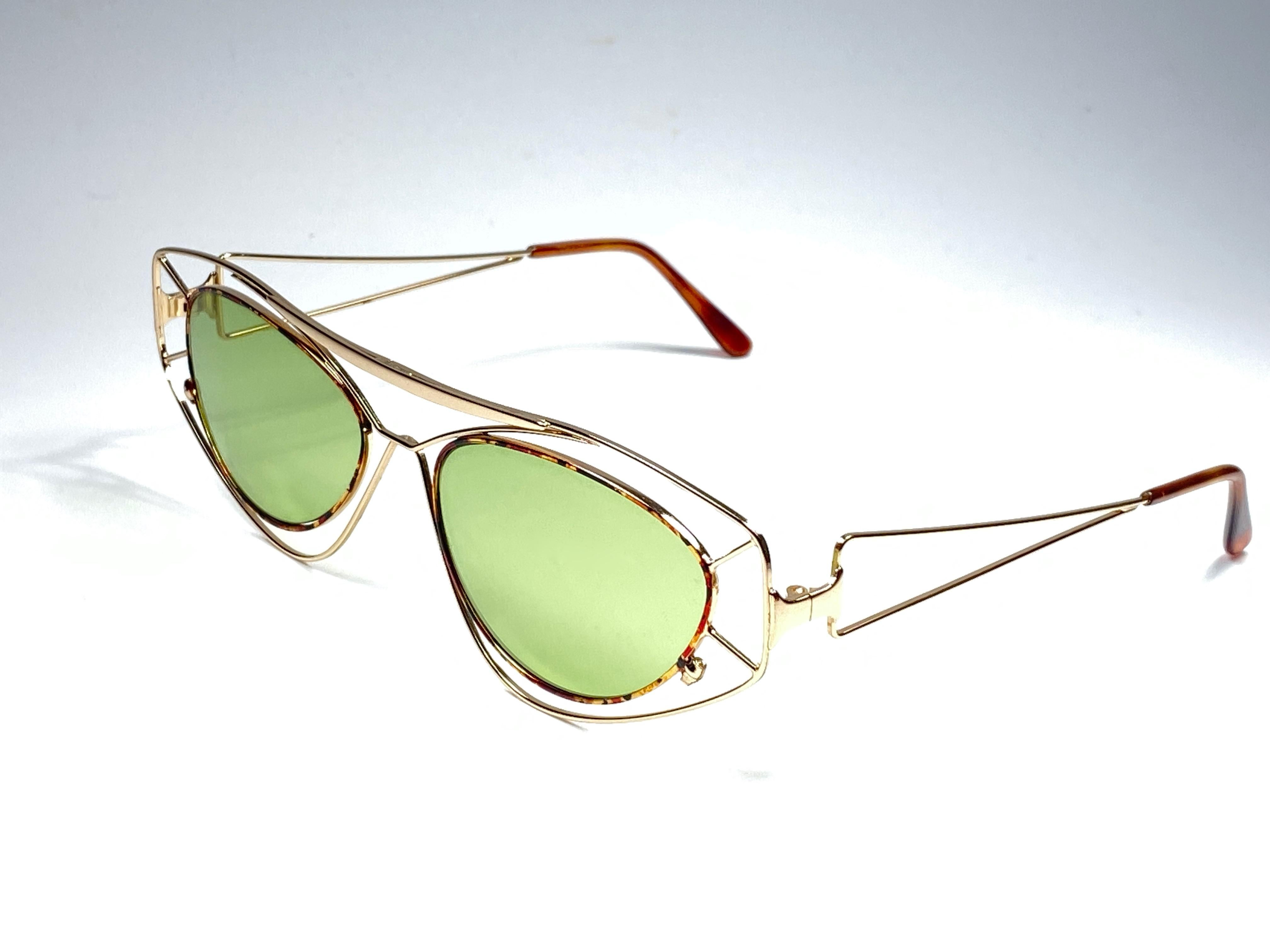 Green Vintage in the Style of Paloma Picasso Sunglasses Made in Germany 1980's