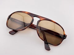 Vintage In The Style Of  Pierre Cardin Michael Caine Dark Brown 1960 Sunglasses