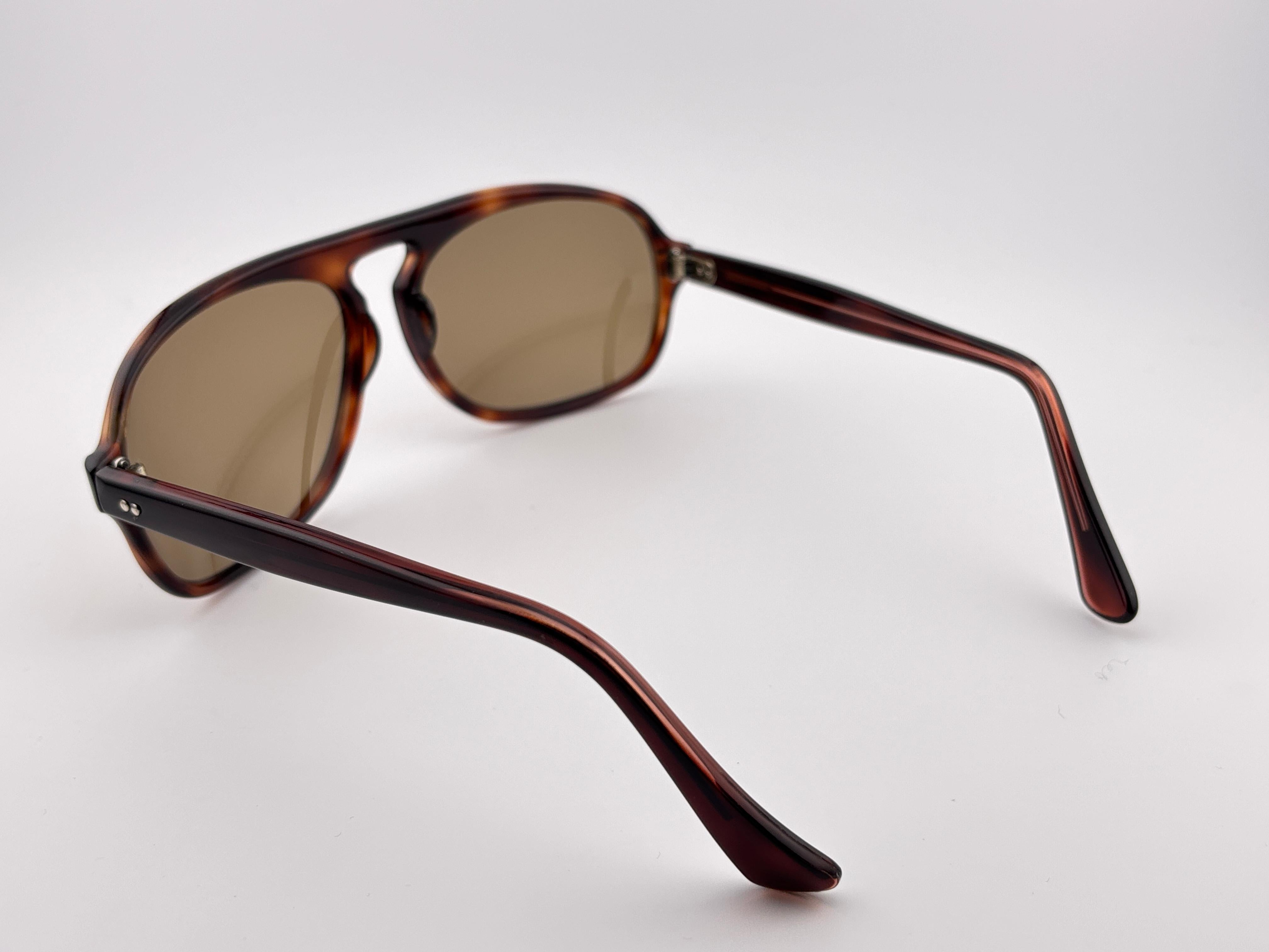 Vintage By im Stil von  Pierre Cardin Michael Caine Dunkelbraun 1960 Sonnenbrille im Angebot 2