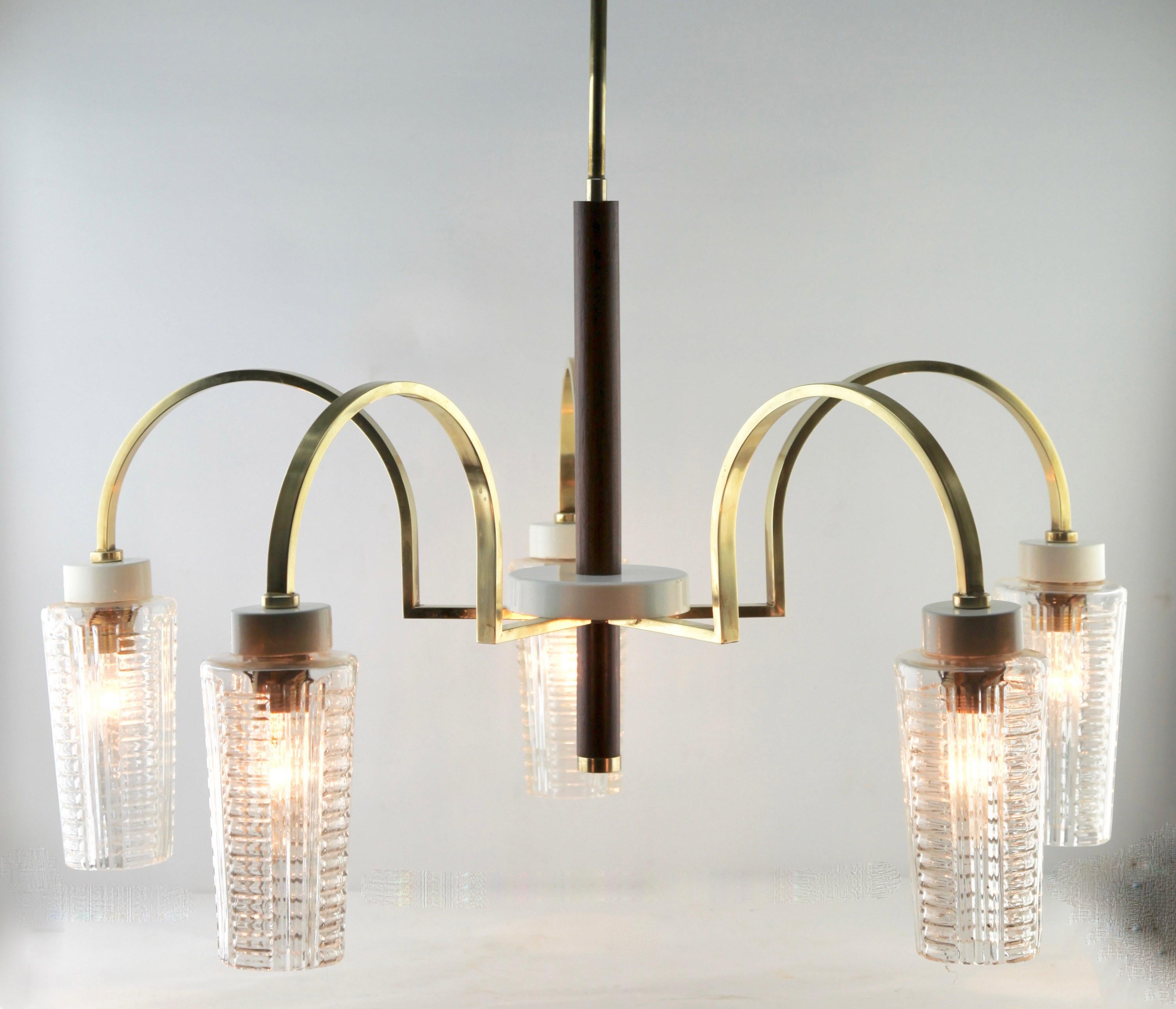 Vintage in the Style of Stilnovo Chandelier Five Arms, Italian, 1960s 1