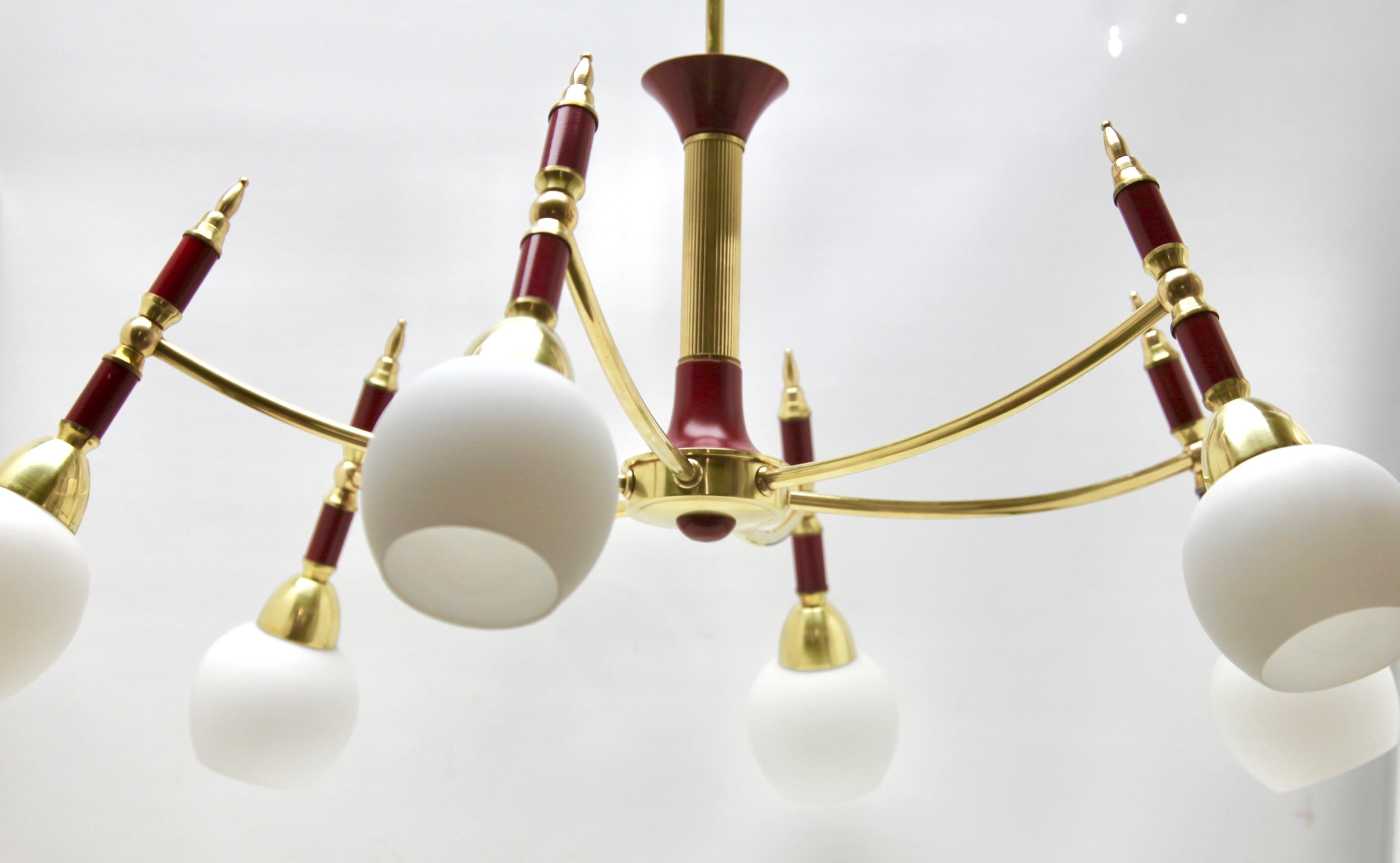 Mid-Century Modern Vintage in the Style of Stilnovo Chandelier Six Arms Italian, 1960s