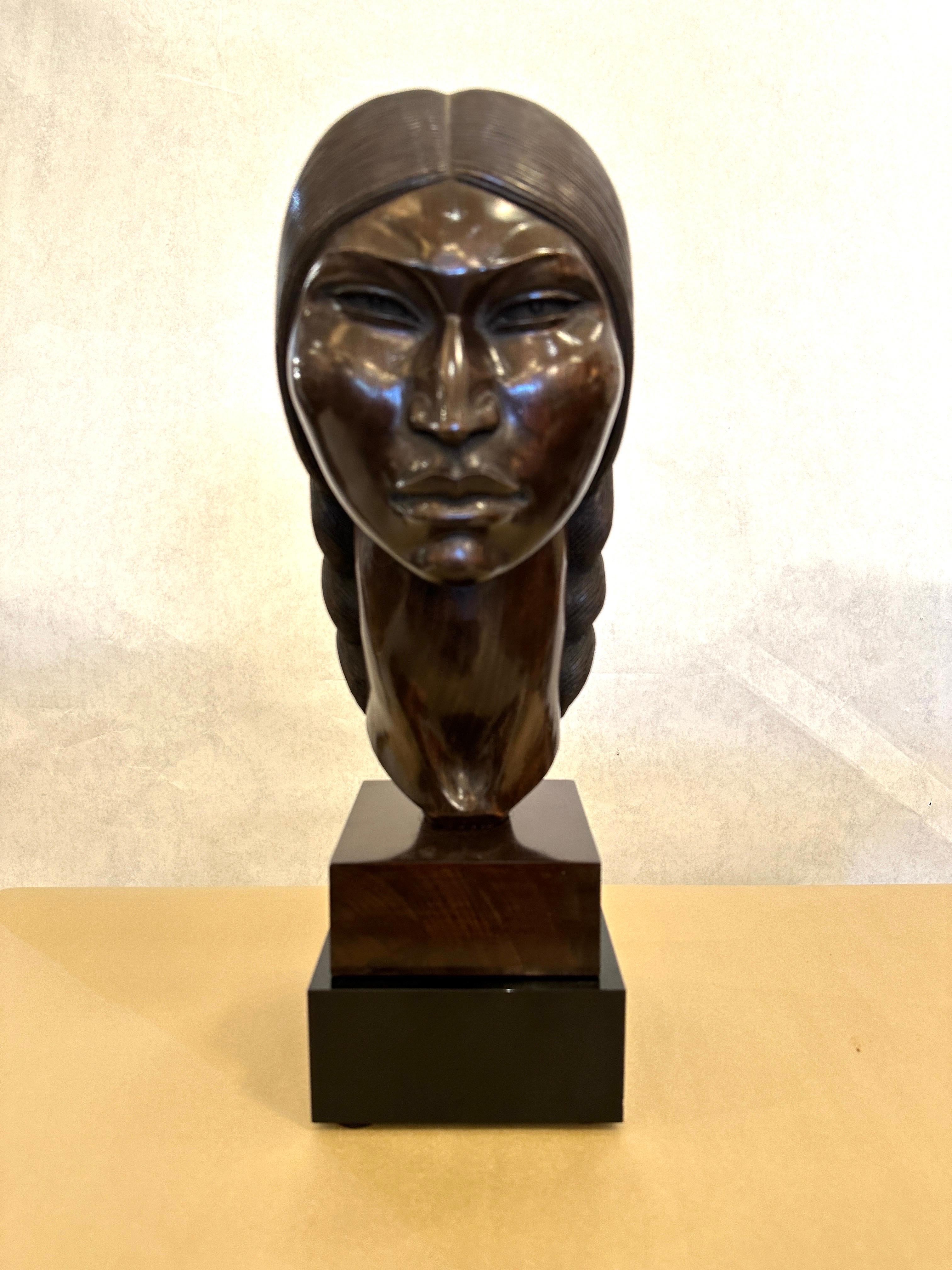 Mid-20th Century Vintage Inca Female Warrior Bust by Saravia For Sale