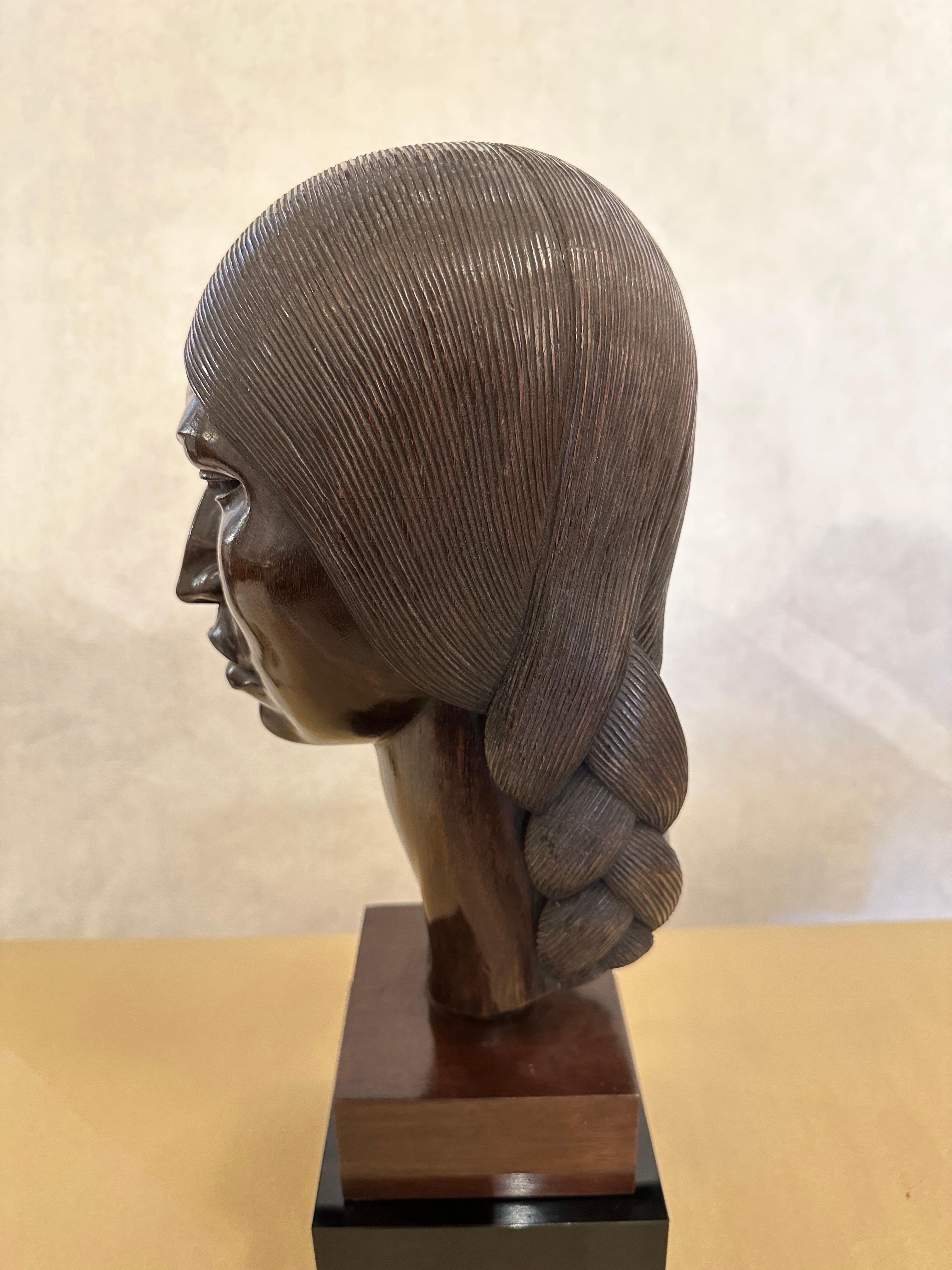 South American Vintage Inca Female Warrior Bust by Saravia