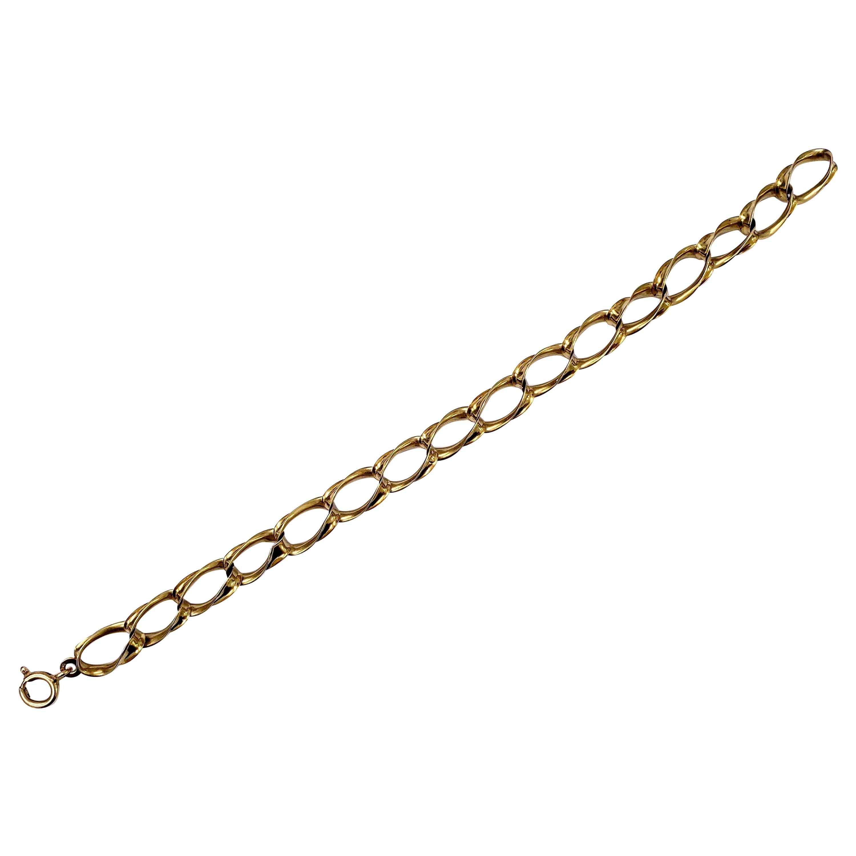 Vintage Indaerre Swirled 18 Karat Gold Link Bracelet For Sale