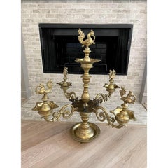 Vintage India Temple Brass Diya Nachiarkoil Lamp