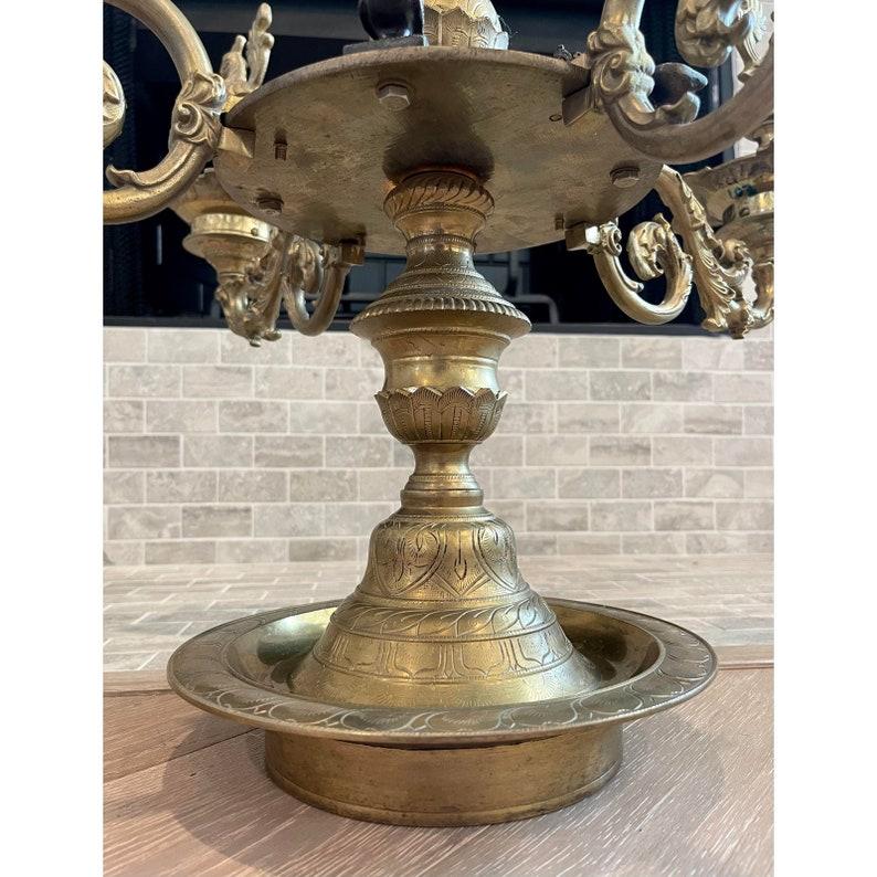 Vintage India Temple Brass Diya Nachiarkoil Lamp For Sale 2