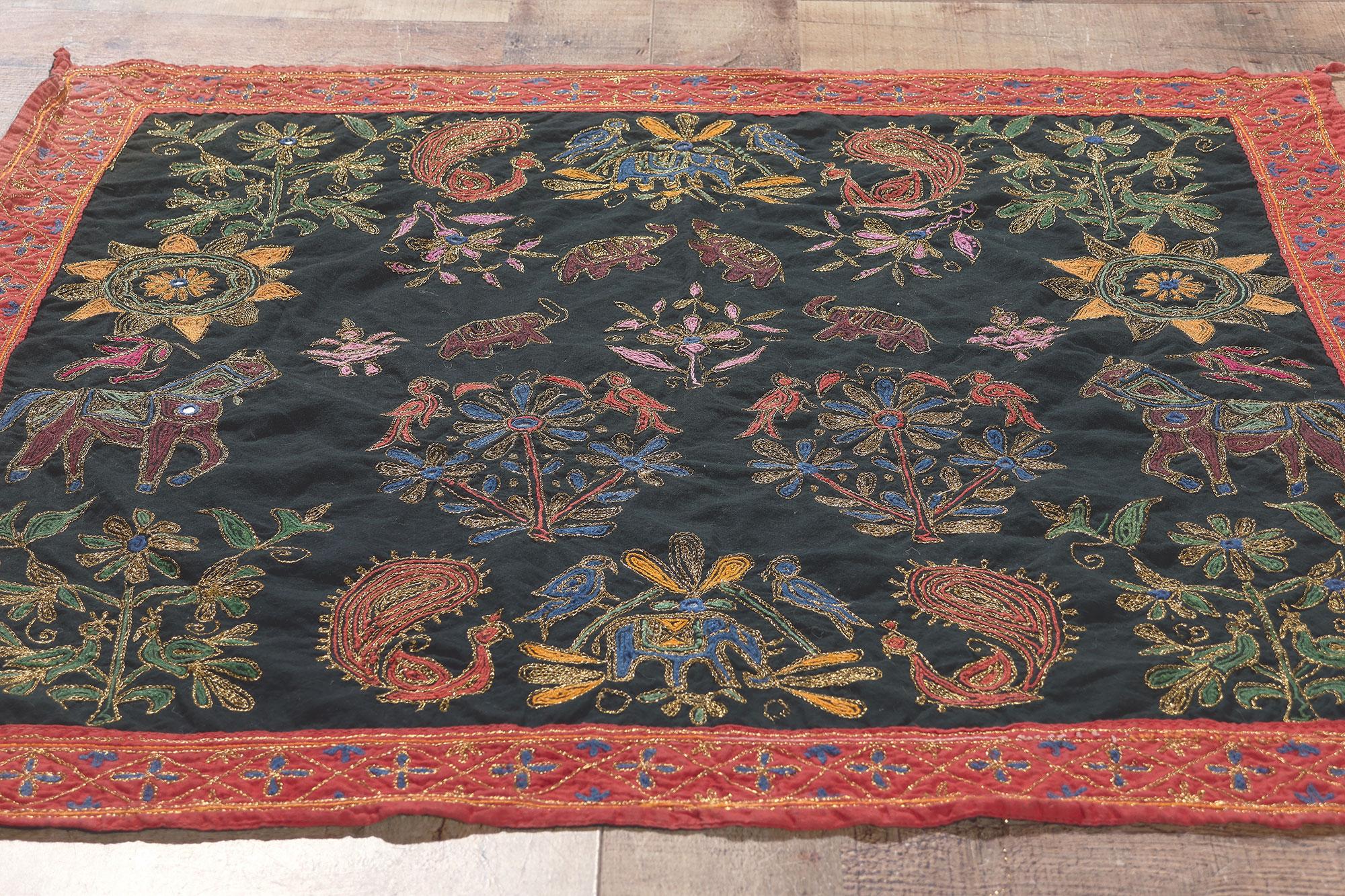 Vintage India Tree of Life Embroidered Tapestry 1