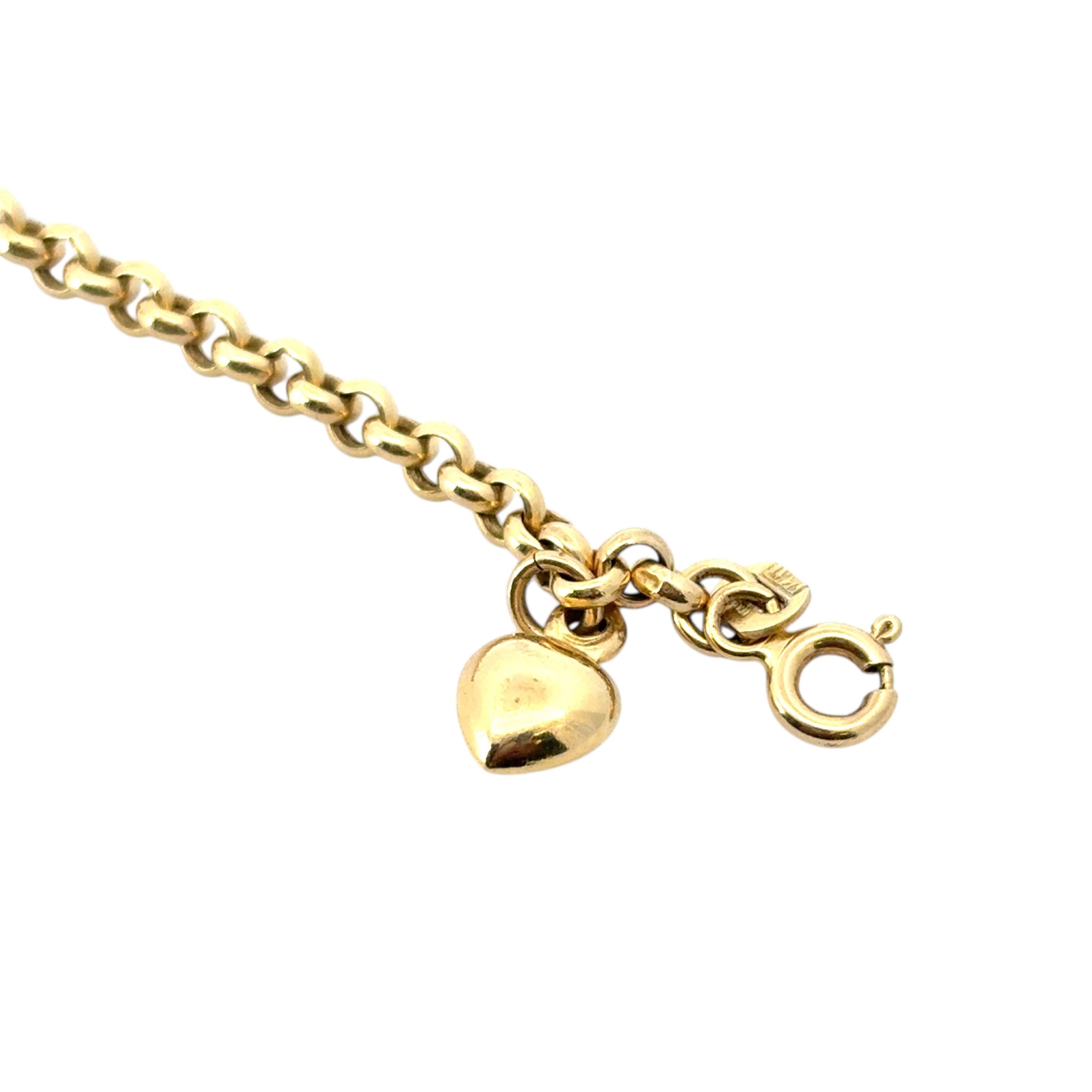 Bracelet indien vintage en or jaune 14 carats avec cœurs en vente 2