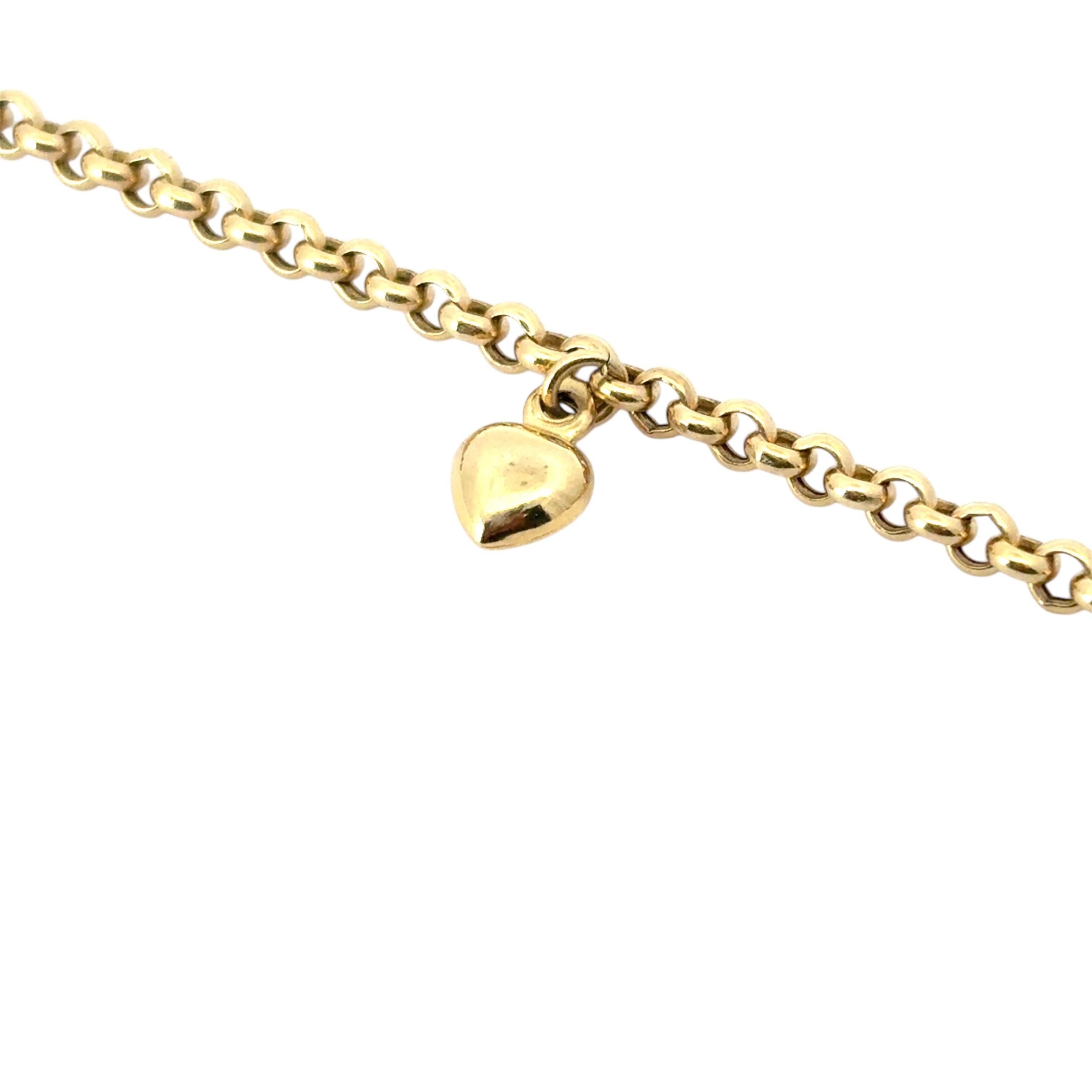 Bracelet indien vintage en or jaune 14 carats avec cœurs en vente 3