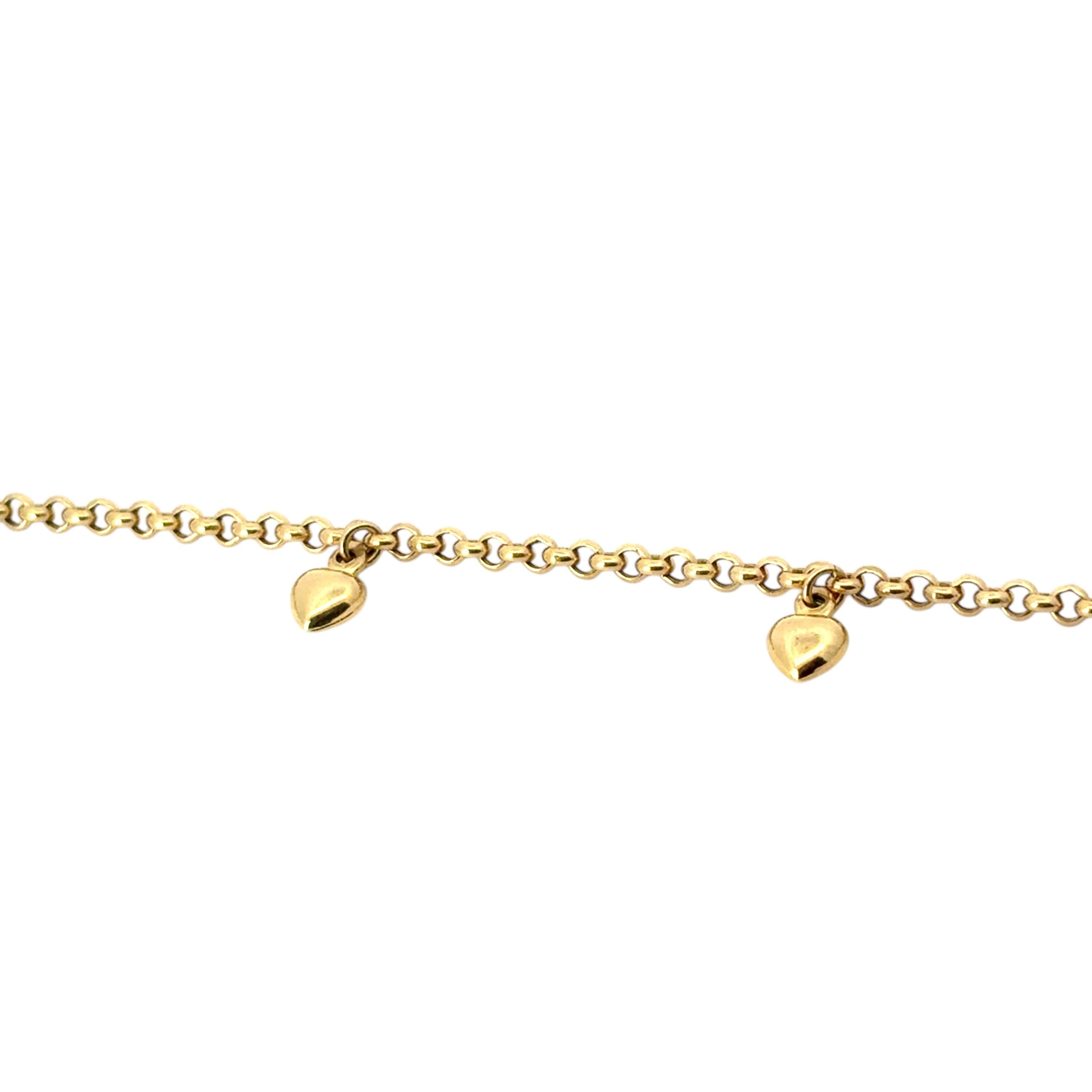 Bracelet indien vintage en or jaune 14 carats avec cœurs en vente 4