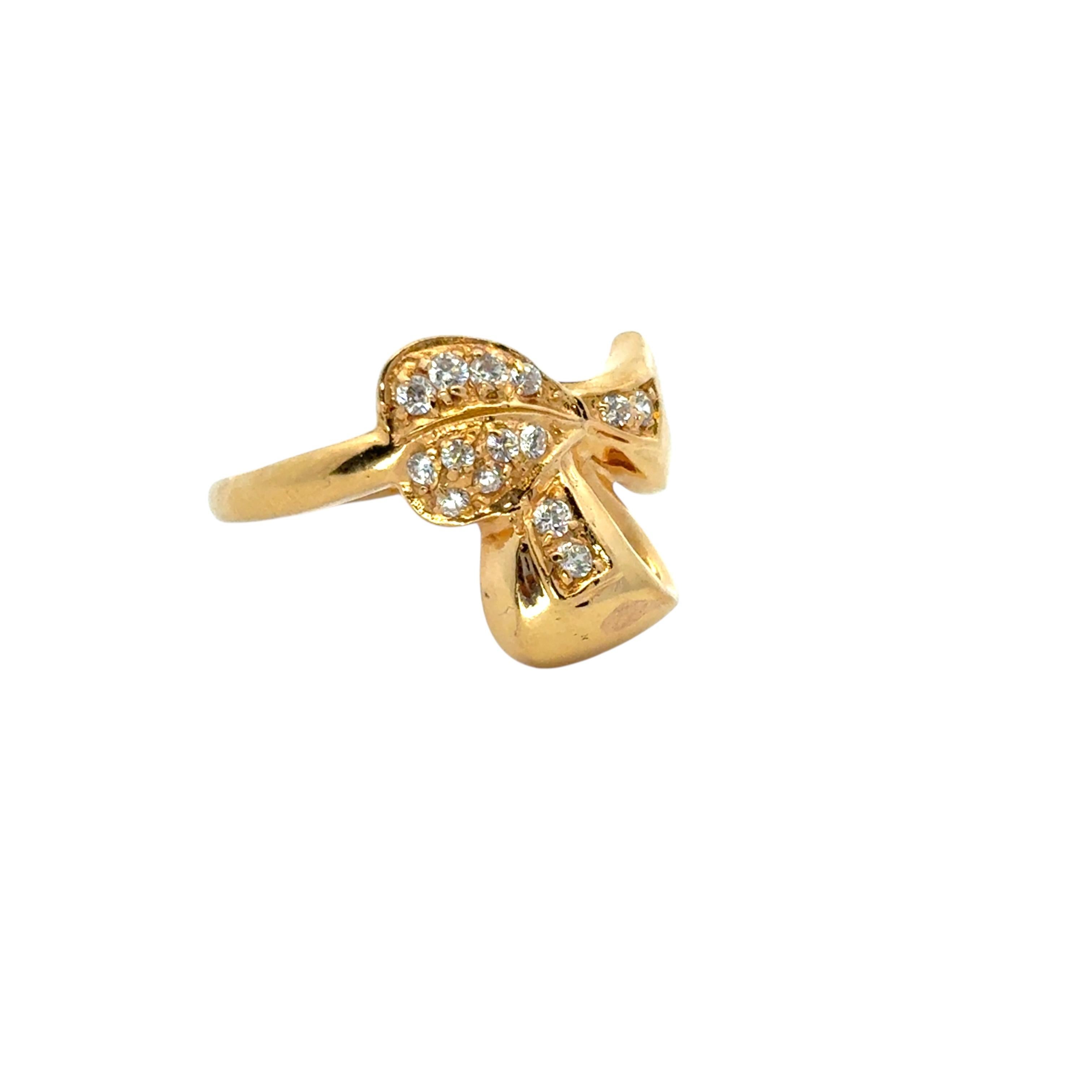 Bague cœur vintage en or jaune 22 carats avec diamants 0,21 carat en vente 4
