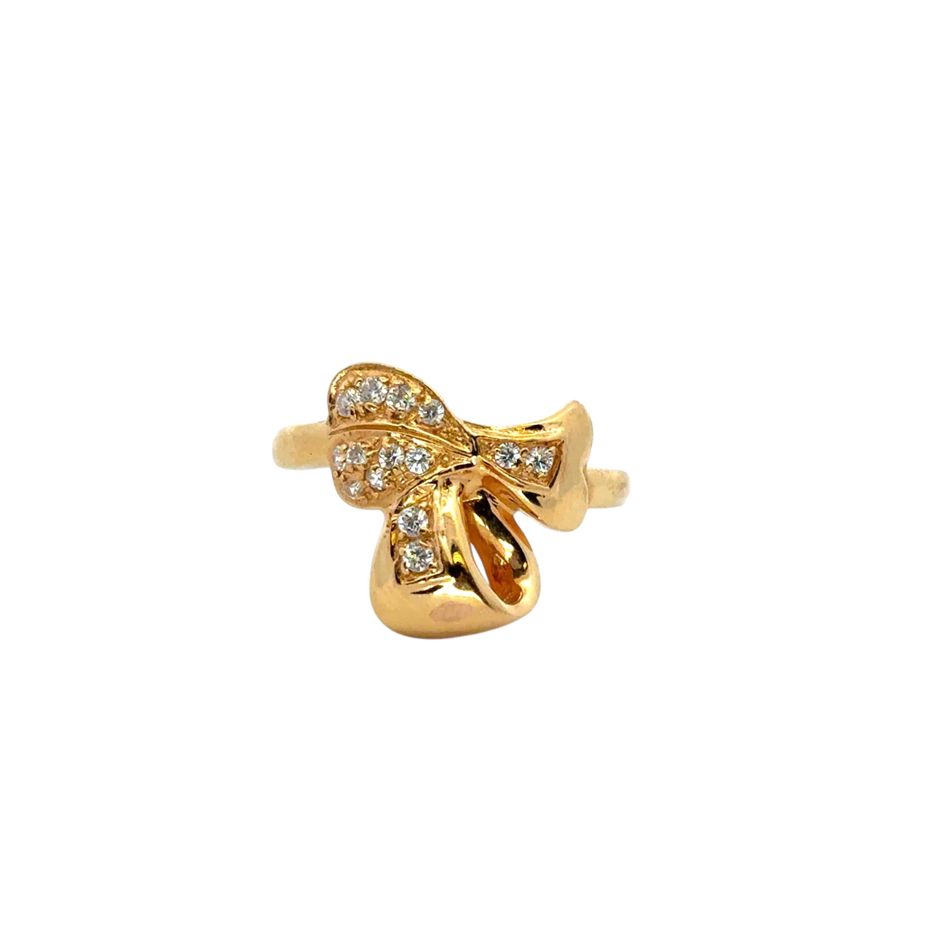 Bague cœur vintage en or jaune 22 carats avec diamants 0,21 carat en vente 5