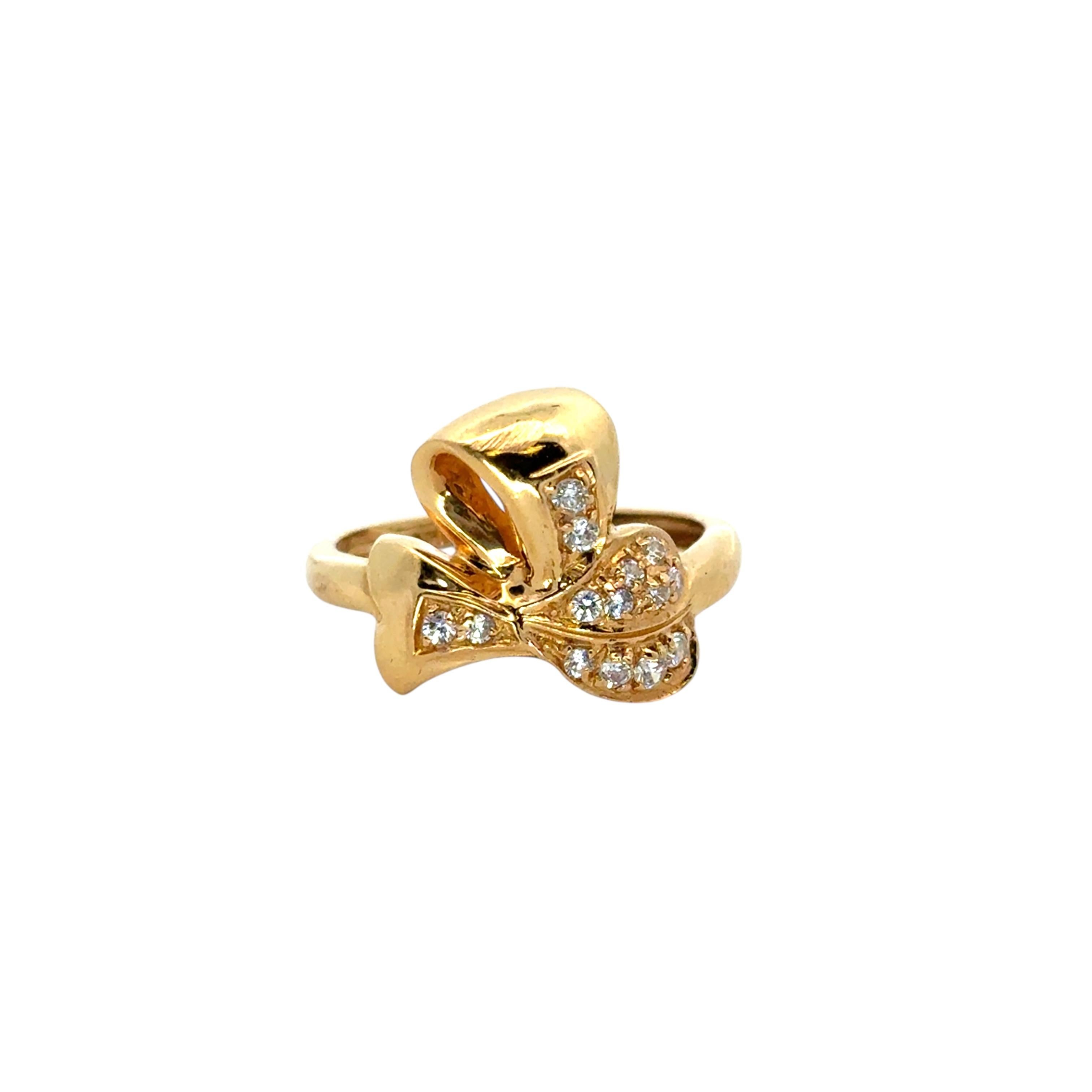 Bague cœur vintage en or jaune 22 carats avec diamants 0,21 carat en vente 1