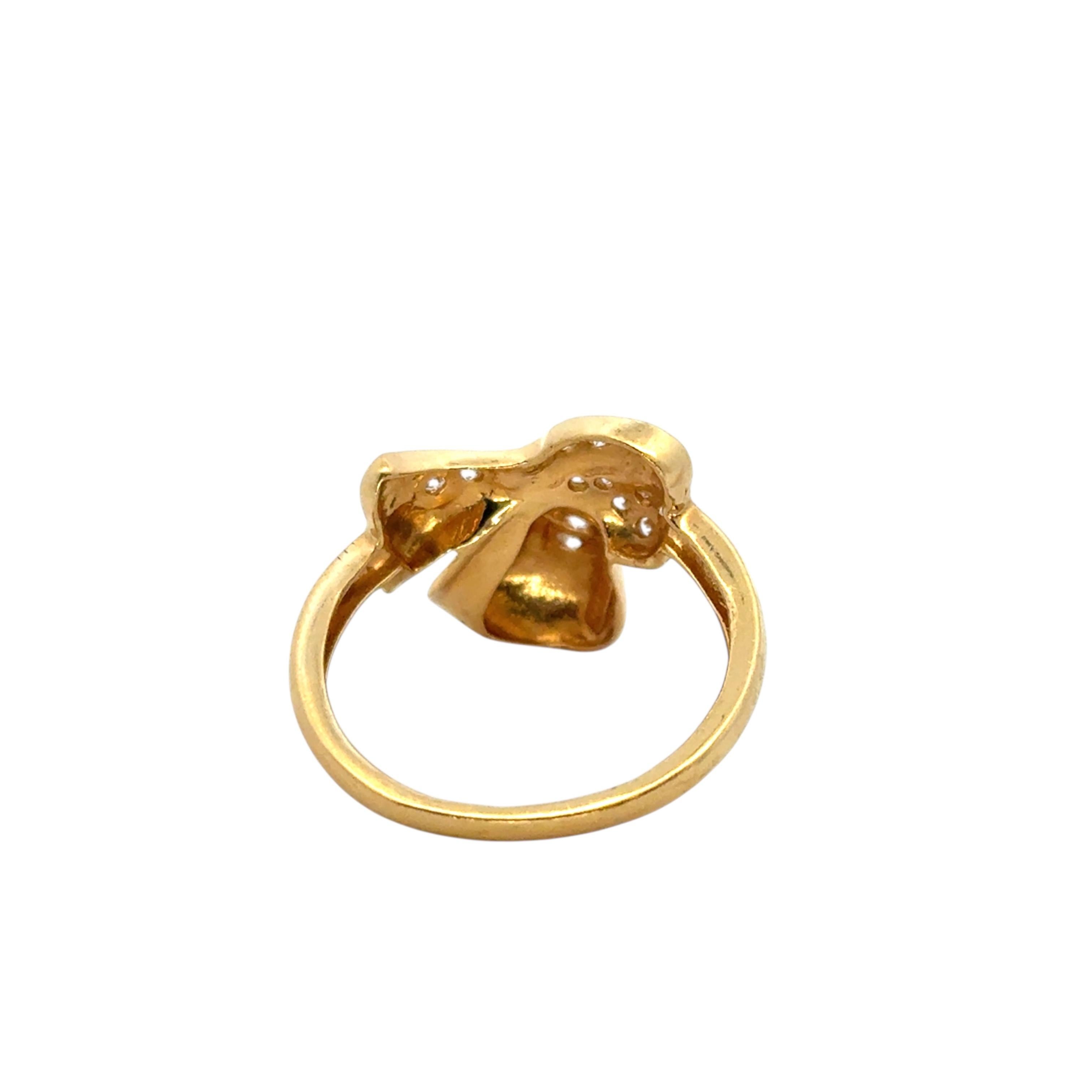 Bague cœur vintage en or jaune 22 carats avec diamants 0,21 carat en vente 2