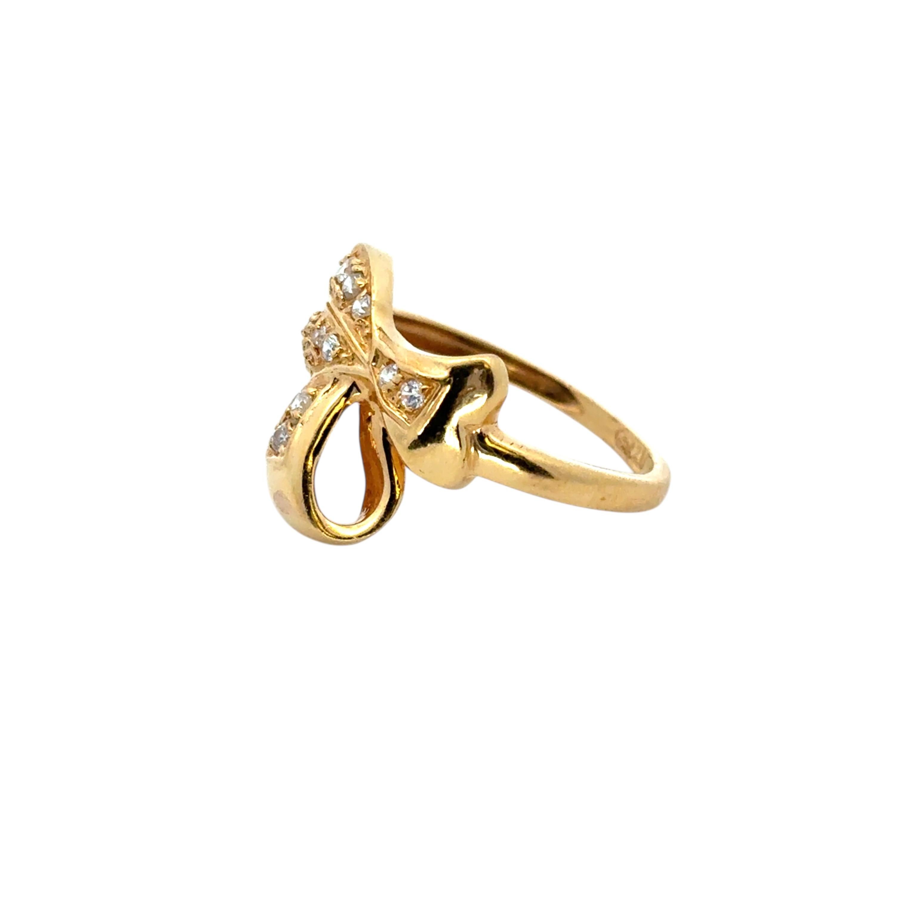 Bague cœur vintage en or jaune 22 carats avec diamants 0,21 carat en vente 3