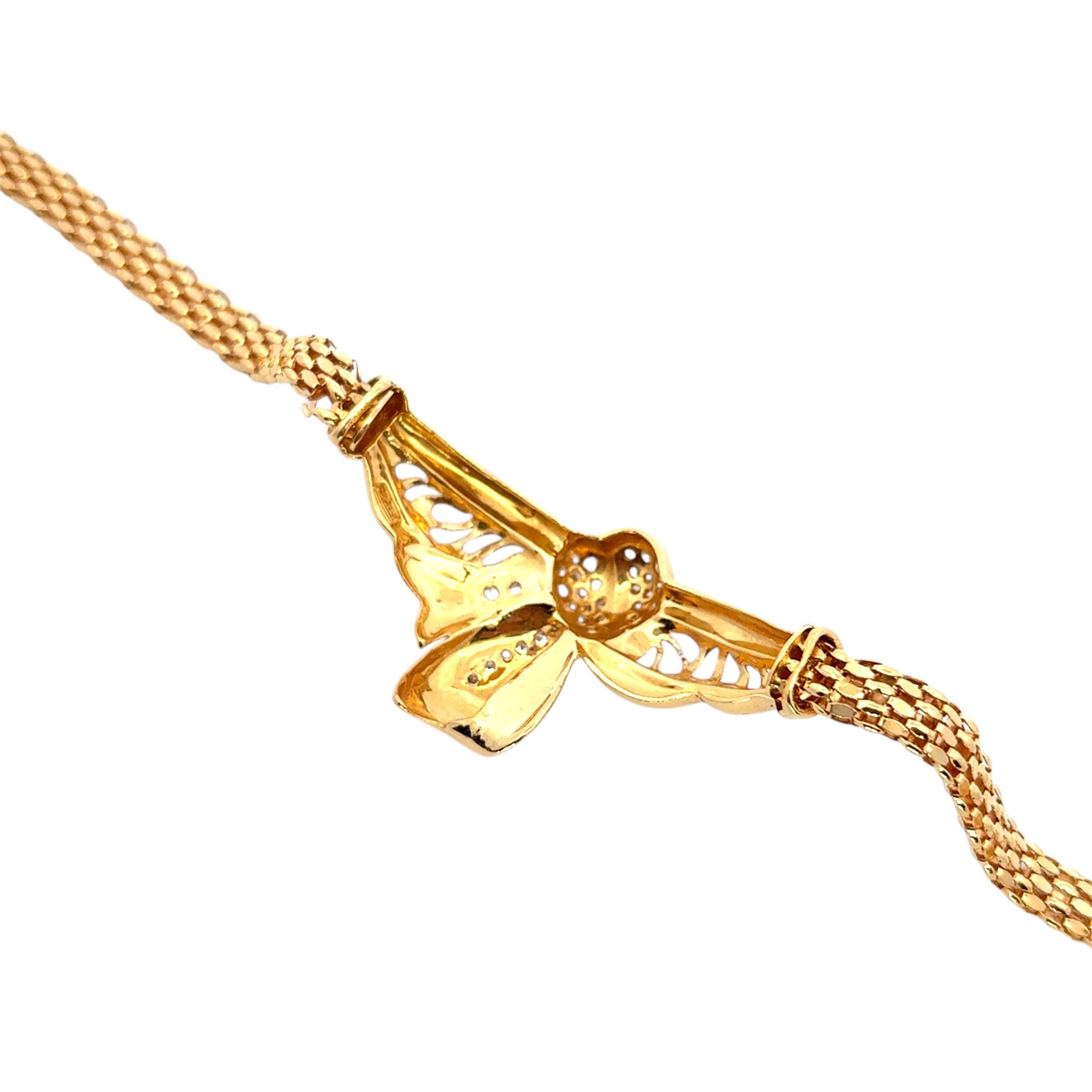 Vintage 22k Gelbgold 0,32ctw Diamond Heart Ribbon Bracelet im Angebot 1