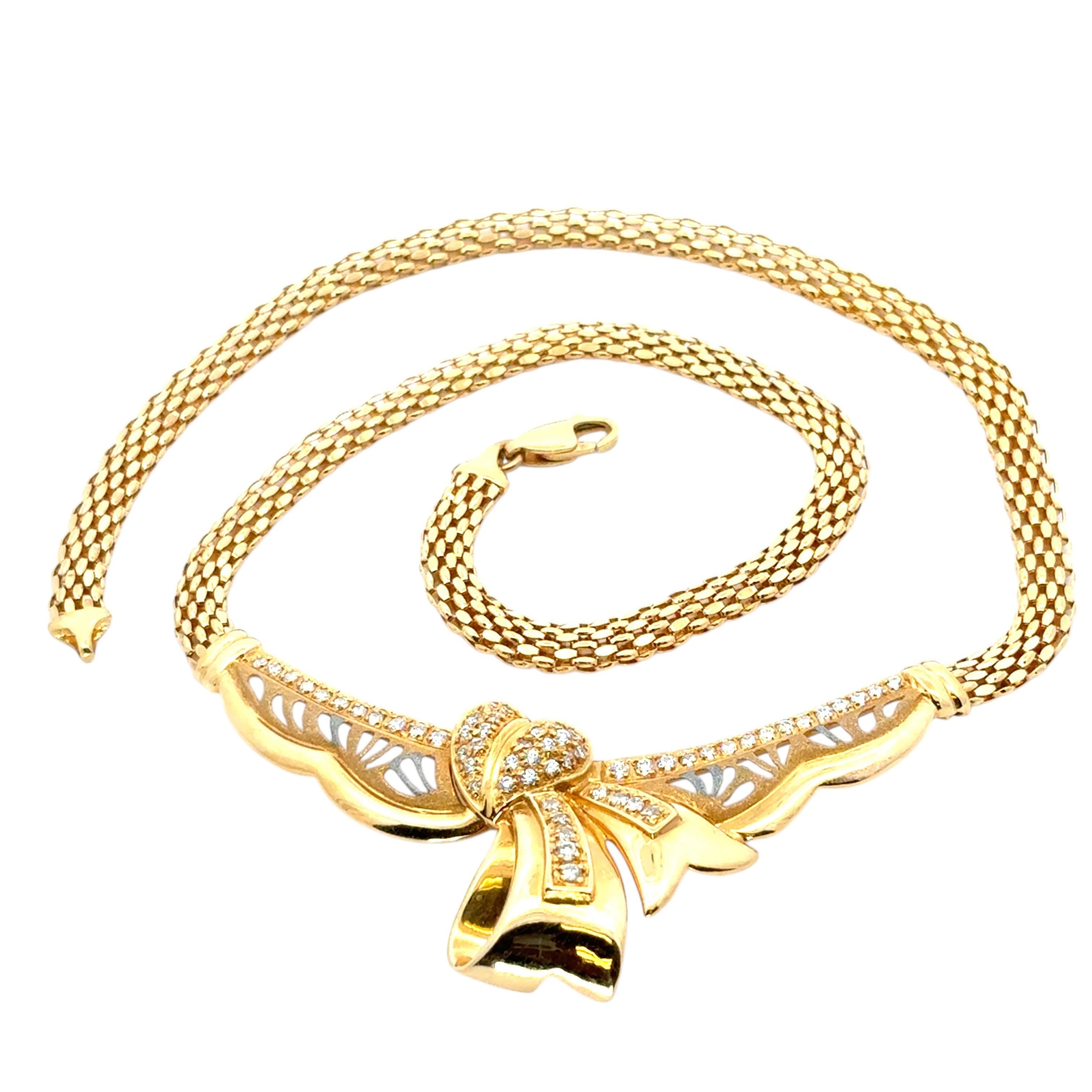 Vintage 22k Gelbgold 0,87ctw Diamond Heart Ribbon Halskette im Angebot 4