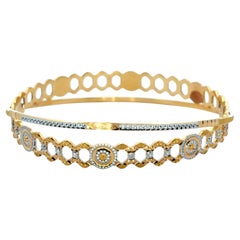 Indischer 22 Karat Gelbgold und silberfarbener Armreif mit kreisförmigem Motiv, Vintage