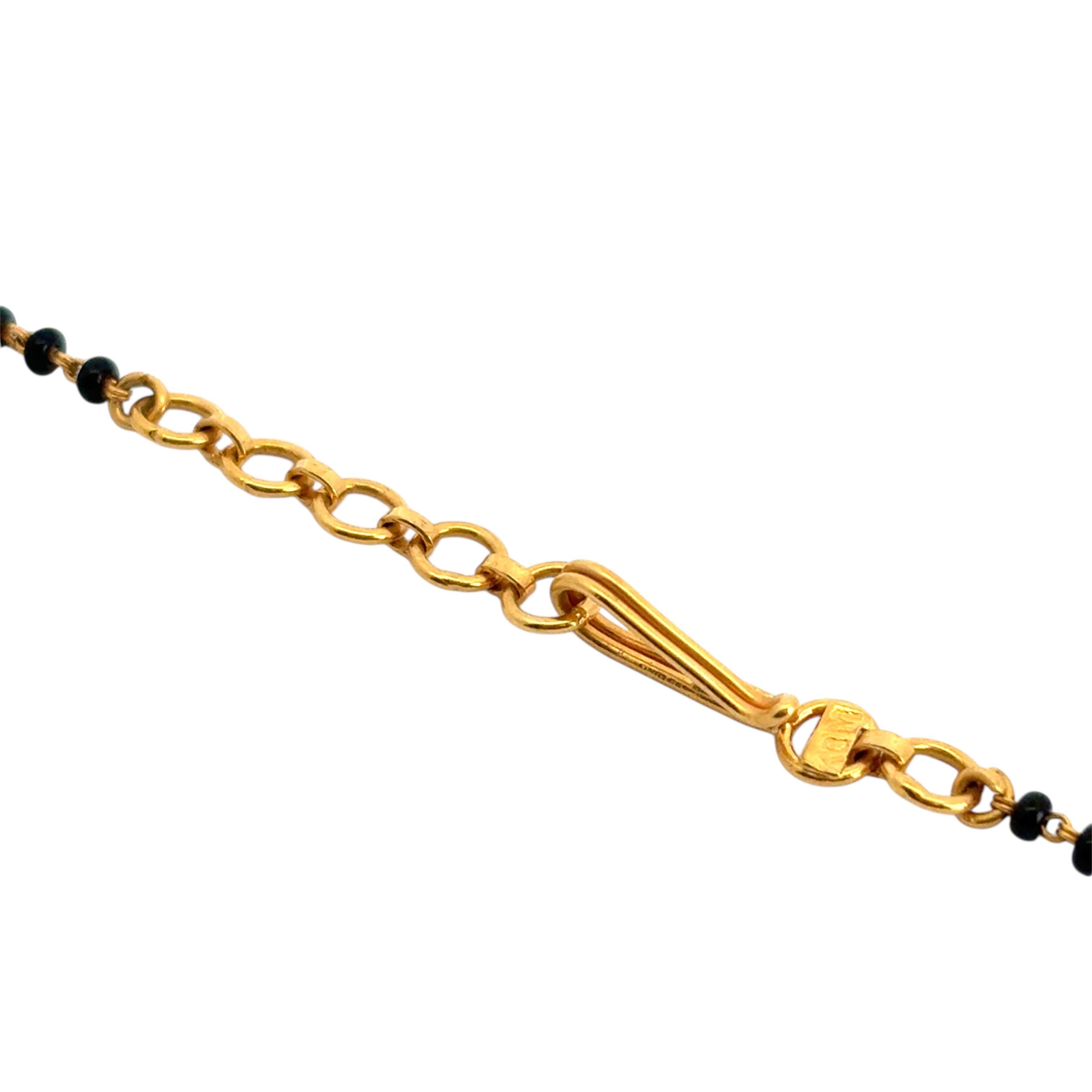 Indische 22 Karat Gelbgold Halskette mit abnehmbarem goldenem Anhänger, schwarze Perle und abnehmbarem Anhänger im Angebot 6