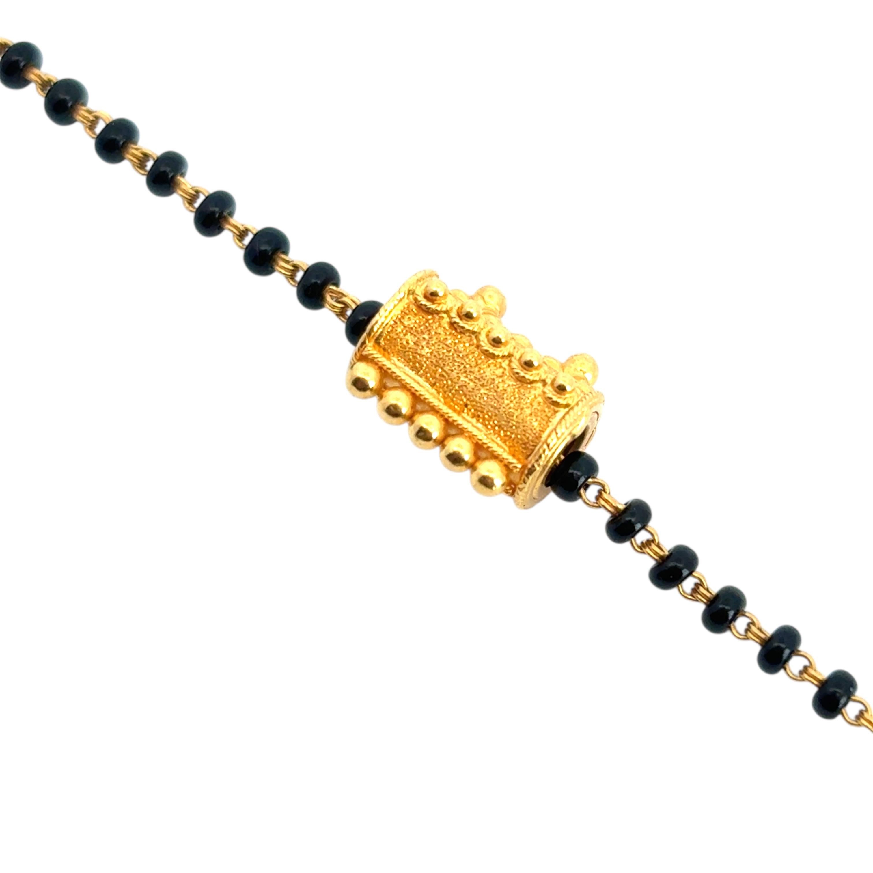Indische 22 Karat Gelbgold Halskette mit abnehmbarem goldenem Anhänger, schwarze Perle und abnehmbarem Anhänger im Angebot 7